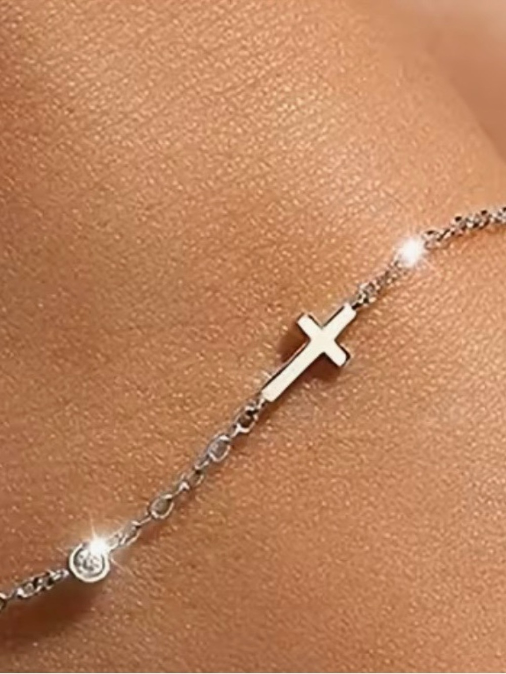 Sterling Silver Cross Chain Bracelet - Silver